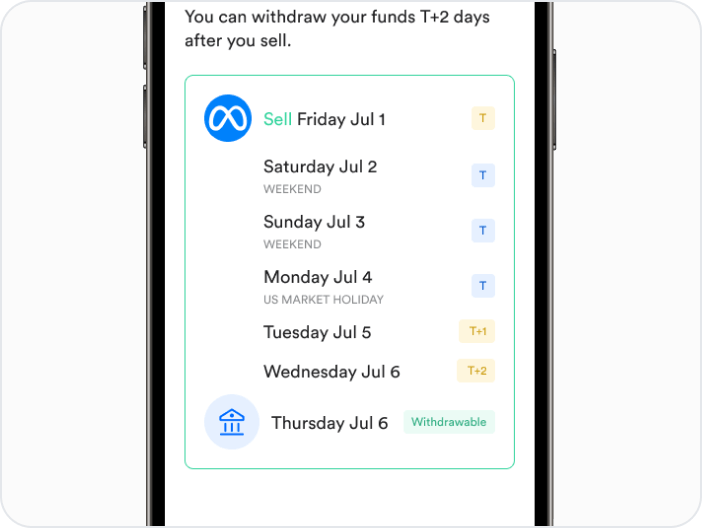🕖 T+1 trading settlement UI update